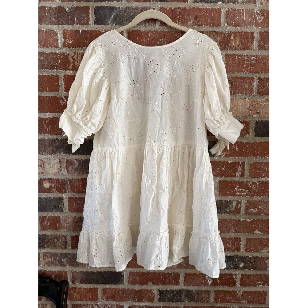 Sunday Best By Aritzia Oregold Dress Embroidered babydoll dress - Size S WHITE